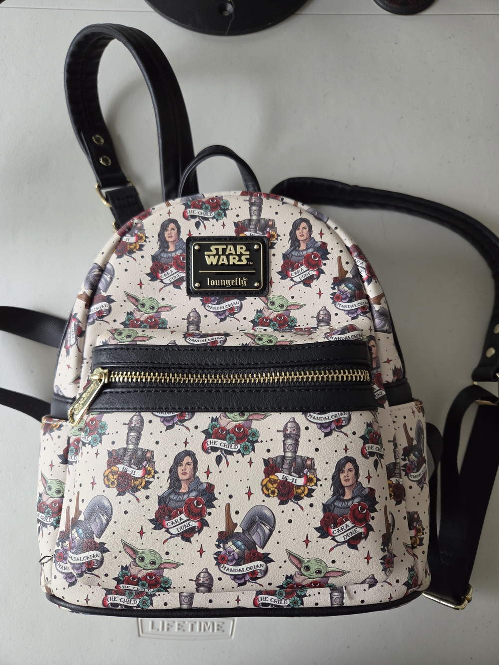 Disney Loungefly Star Wars Tattoo Design Mandalorian Mini Backpack